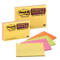 POST-IT Super Sticky Notes 152 x 101 mm MEETING NOTES NEON, 4 BLOKKE A 45 SEDLER